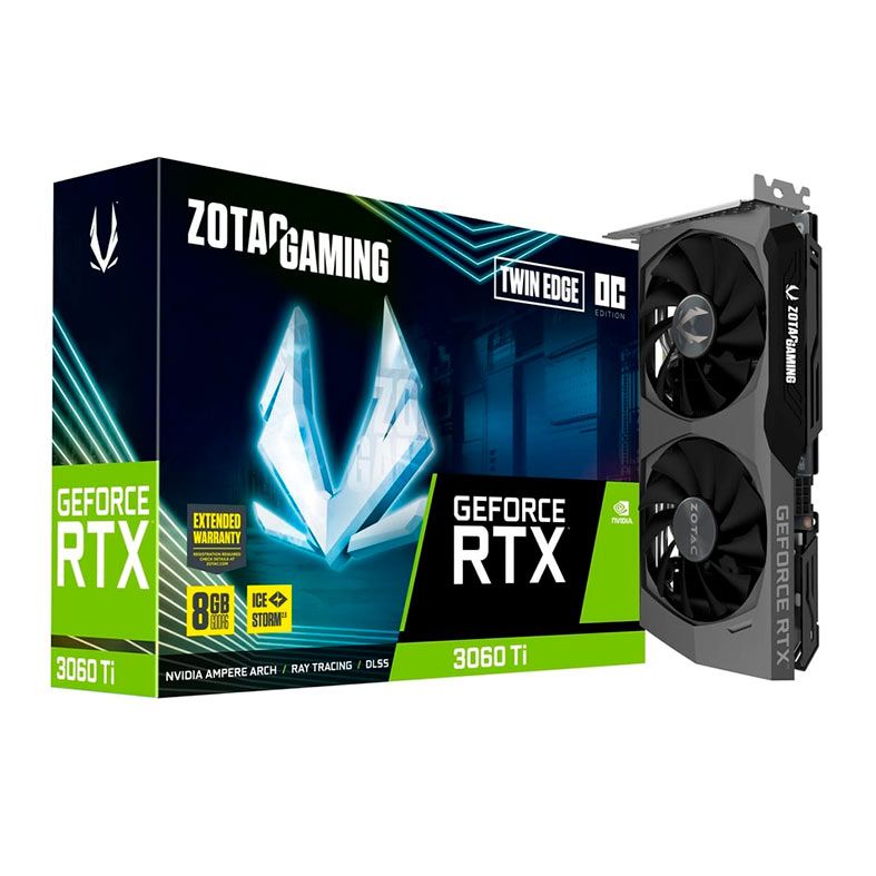 Placa de Video Zotac GeForce RTX 3060 Ti Twin Edge OC LHR, 8GB, GDDR6, 256-Bit, ZT-A30610H-10MLHR