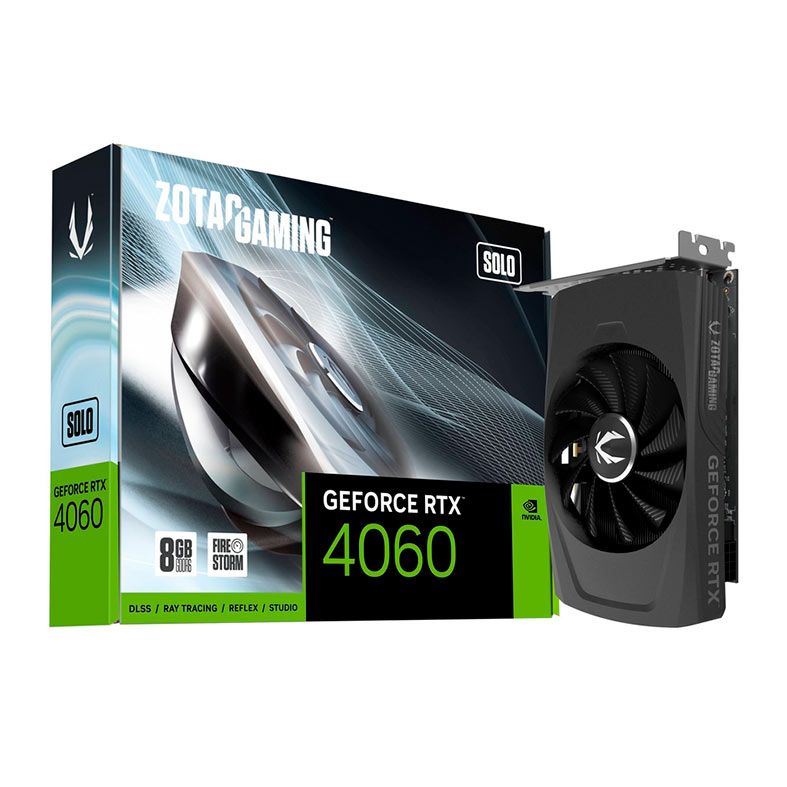 Placa de Video Zotac GeForce RTX 4060 SOLO, 8GB, GDDR6, 128-bit, ZT-D40600G-10L