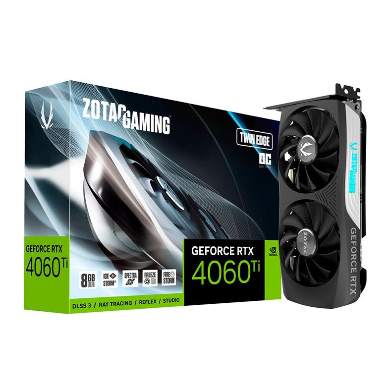 Placa de Video Zotac GeForce RTX 4060 Ti Twin Edge OC, 8GB, GDDR6, 128-bit, ZT-D40610H-10M
