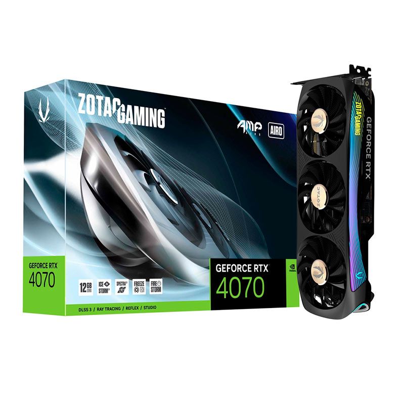 Placa de Video Zotac GeForce RTX 4070 Gaming AMP AIRO, 12GB, GDDR6X, 192-bit, ZT-D40700F-10P