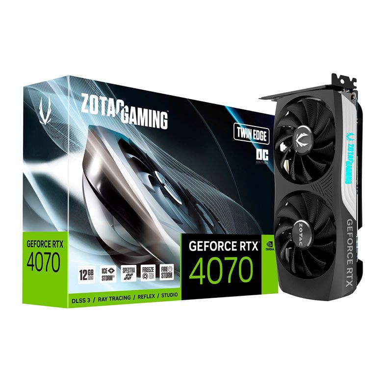 Placa de Video Zotac GeForce RTX 4070 Twin Edge OC, 12GB, GDDR6X, 192-bit, ZT-D40700H-10M