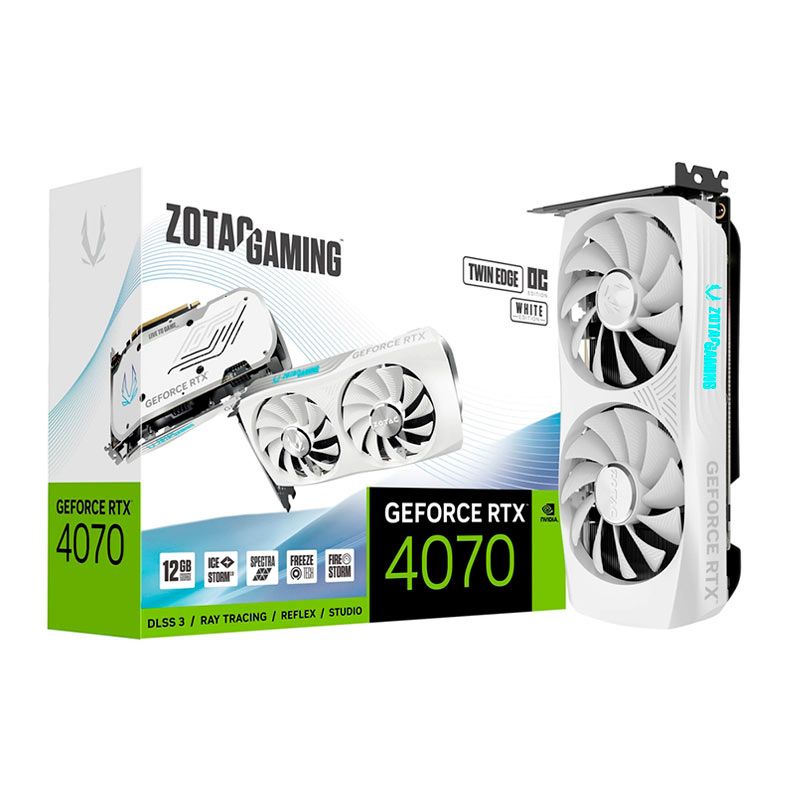 Placa de Video Zotac GeForce RTX 4070 Twin Edge OC White Edition, 12GB, GDDR6X, 192-bit, ZT-D40700Q-10M