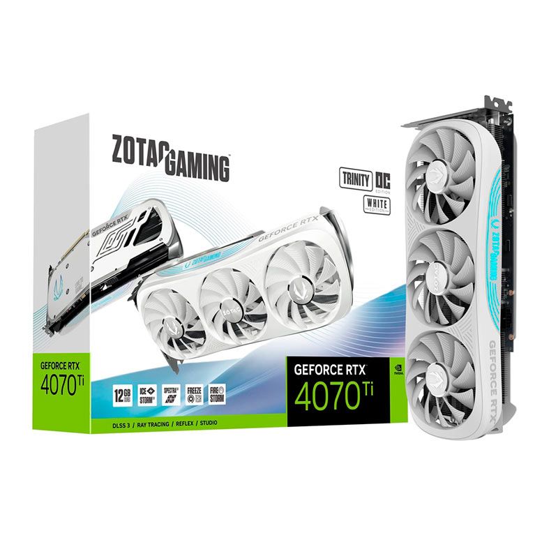 Placa de Video Zotac GeForce RTX 4070 Ti Trinity OC White Edition, 12GB, GDDR6X, 192-bit, ZT-D40710Q-10P