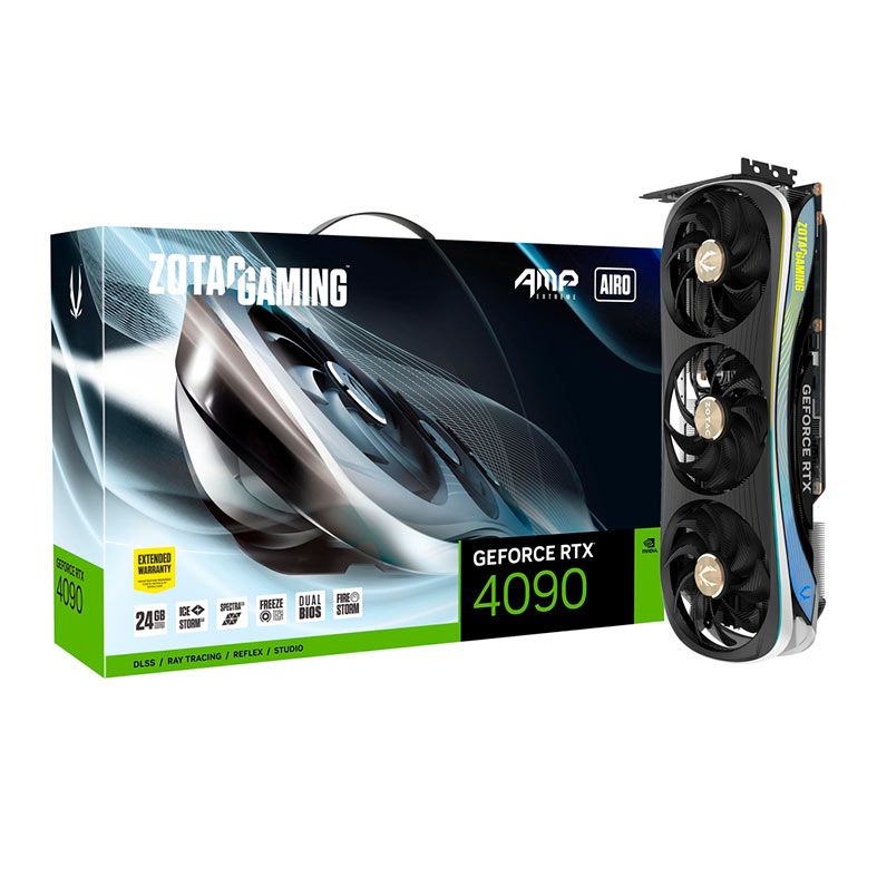 Placa de Video Zotac GeForce RTX 4090 AMP Extreme AIRO, 24GB, GDDR6X, 384-bit, ZT-D40900B-10P