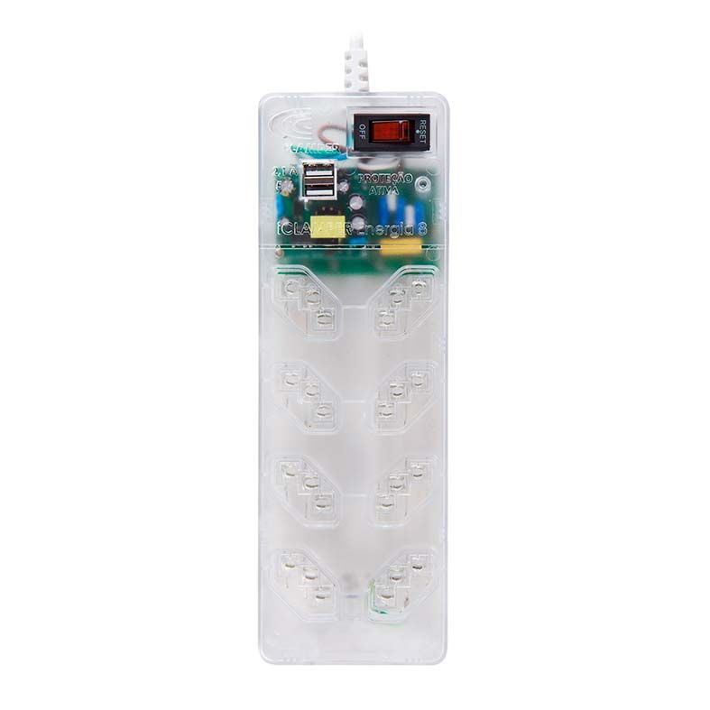 Filtro de linha DPS Clamper Energia 8 +USB Transparente, 013004