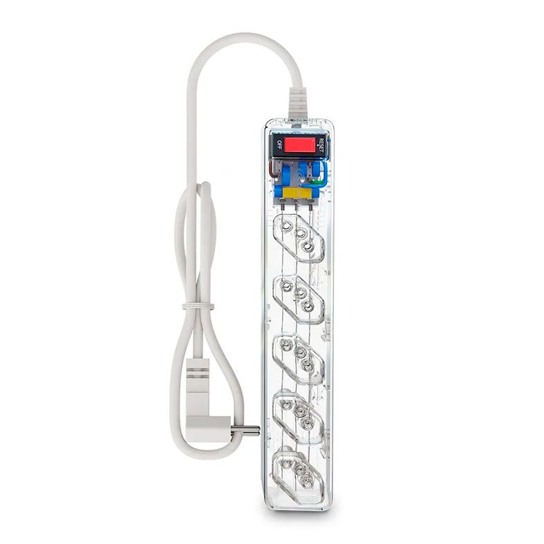 OPENBOX Filtro de Linha DPS Clamper iClamper Energia 5 Tomadas LCF, 1m, Transparente, 023460