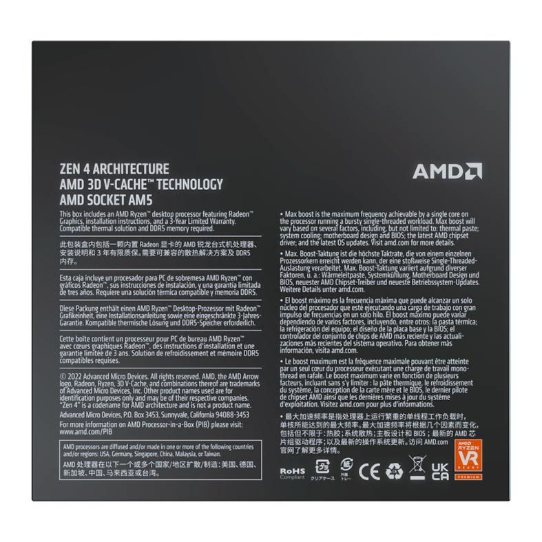 Processador AMD Ryzen 9 7950X3D, 16-Core, 32-Threads, 4.2GHz (5.7GHzTurbo), Cache 144MB, AM5, 100-100000908WOF-BR