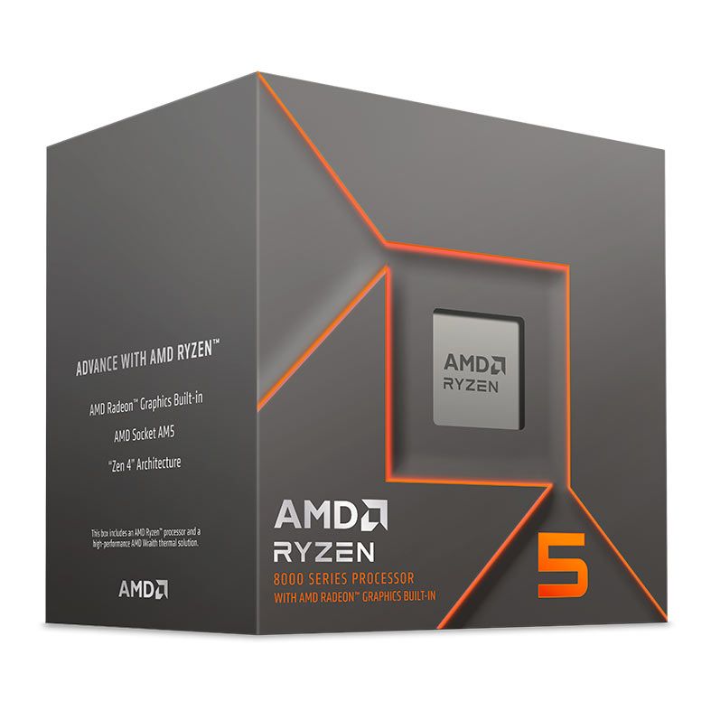 Processador AMD Ryzen 5 8500G, 6-Core, 12-Threads, 3.5GHz (5.0GHz Turbo), Cache 22MB, AM5, 100-100000931BOX-BR