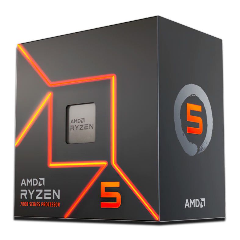 Processador AMD Ryzen 5 7600, 6-Core, 12-Threads, 3.8GHz (5.1GHz Turbo), Cache 38MB, AM5, 100-100001015BOX-BR