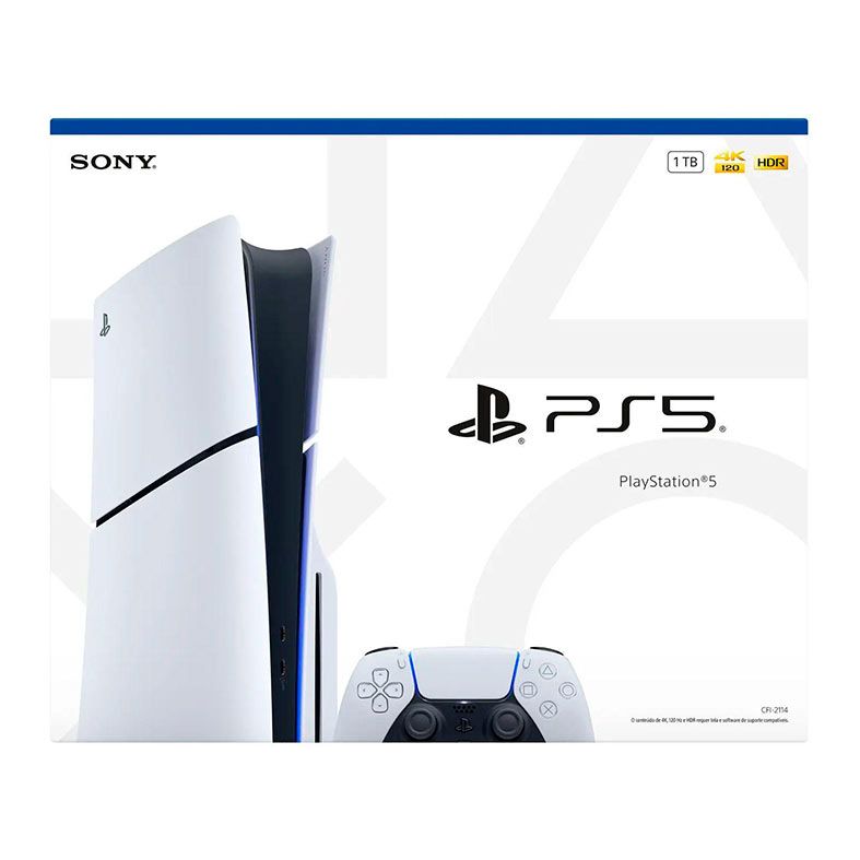 Console Sony Playstation 5 Slim, Com Leitor de Disco, SSD 1TB, Com Controle Sem Fio DualSense, Branco, 1000049892