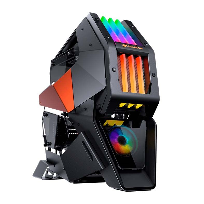 Gabinete Gamer Cougar Conquer 2, RGB, Full-Tower, Com 1 Fan, Preto e Laranja, 109CM10001-03