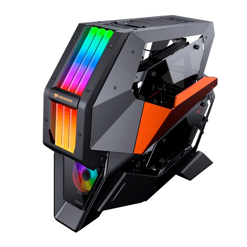 Gabinete Gamer Cougar Conquer 2, RGB, Full-Tower, Lateral de Vidro, Com 1 Fan, Preto e Laranja, 109CM10001-04