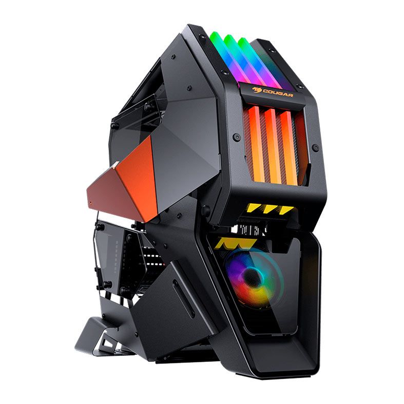 Gabinete Gamer Cougar Conquer 2, RGB, Full-Tower, Lateral de Vidro, Com 1 Fan, Preto e Laranja, 109CM10001-04