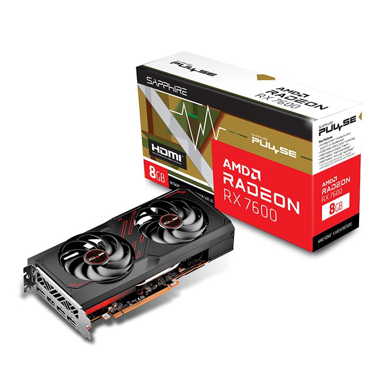 Placa de Video Sapphire Radeon RX 7600 Pulse OC, 8GB, GDDR6, 128-bit, 11324-01-20G