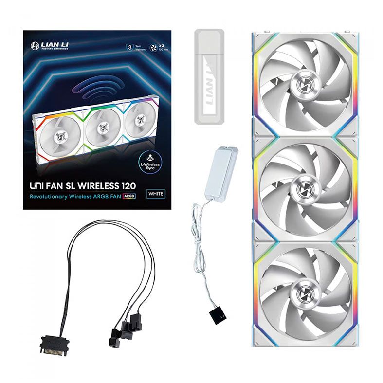 Kit Ventoinhas Lian Li Uni Fan SL Wireless, ARGB, 3x120mm, Branco, 12SL1W3W