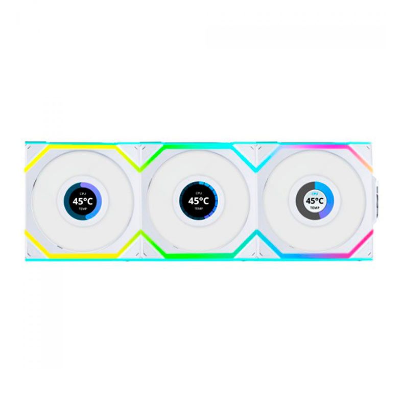 Kit Ventoinhas Lian Li Uni Fan SL Wireless LCD, ARGB, 3x120mm, Branco, 12SLLCD1W3W