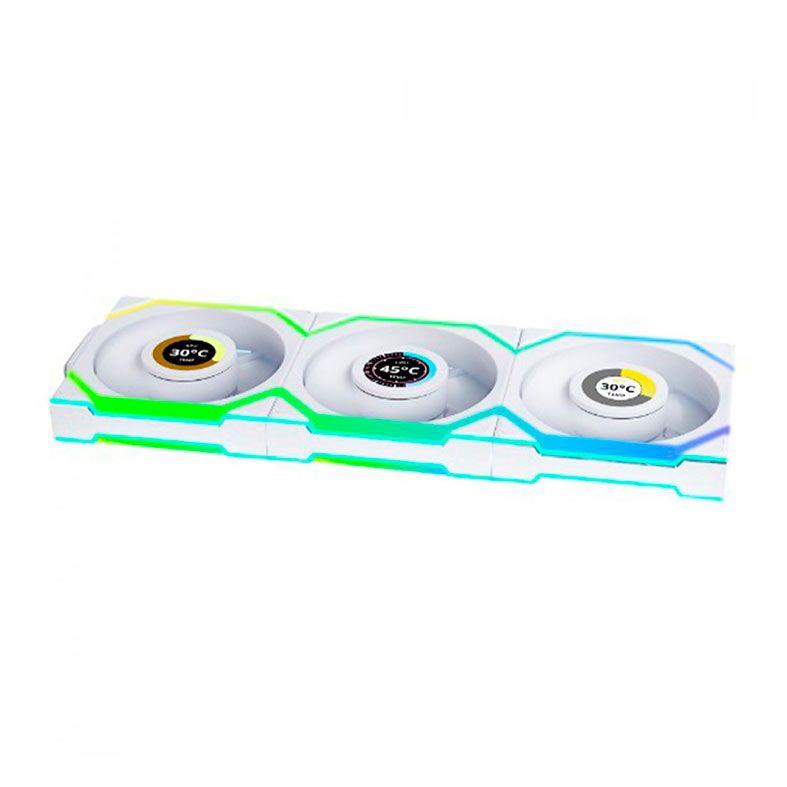 Kit Ventoinhas Lian Li Uni Fan SL Wireless LCD, ARGB, 3x120mm, Branco, 12SLLCD1W3W