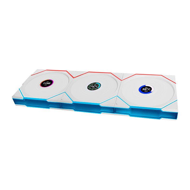 Kit Ventoinhas Lian Li Uni Fan TL Wireless LCD, ARGB, 3x120mm, Branco, 12TLLCD1W3W
