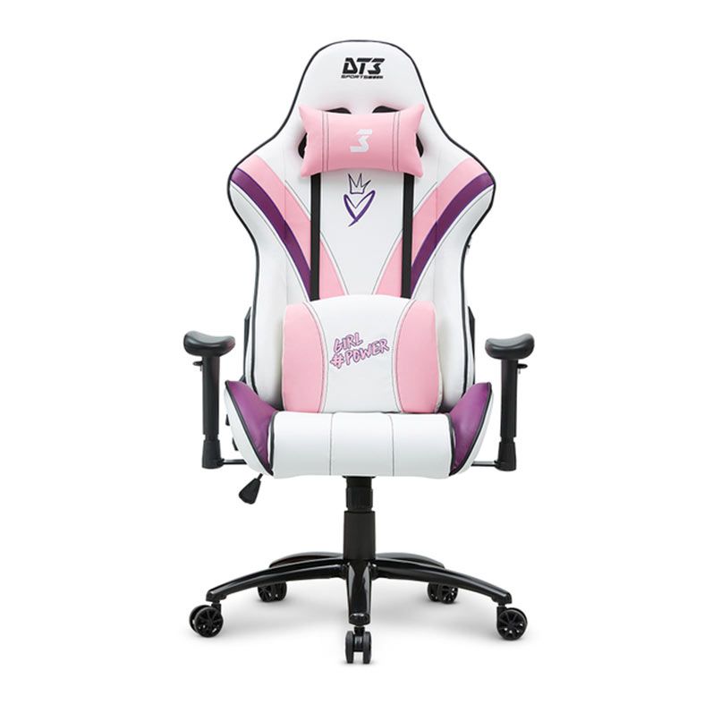 Cadeira Gamer DT3 Girl Power, Branco, Rosa, 13371-5
