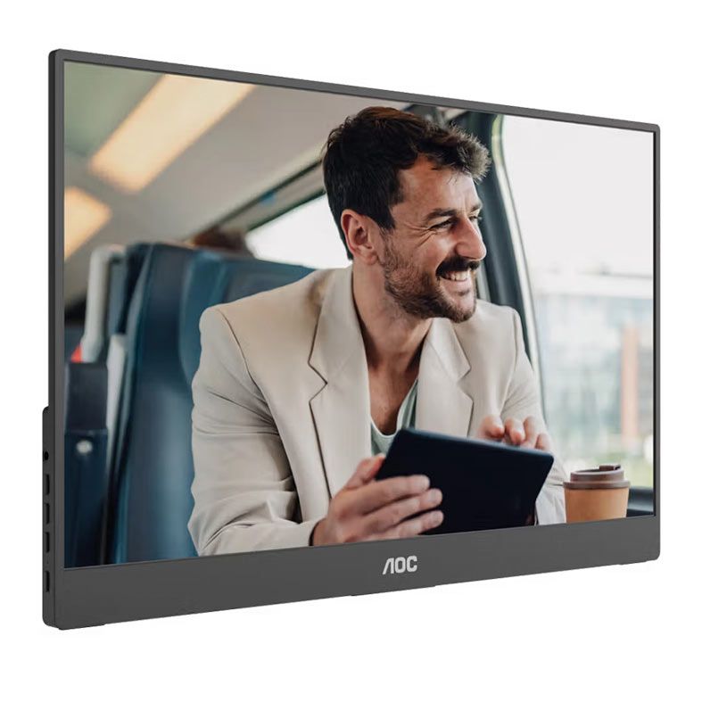 Monitor Portatil Profissional AOC 16T20E2, 15.6 Pol, IPS, FHD, 4ms, 60Hz, Mini HDMI/USB-C, 16T20E2
