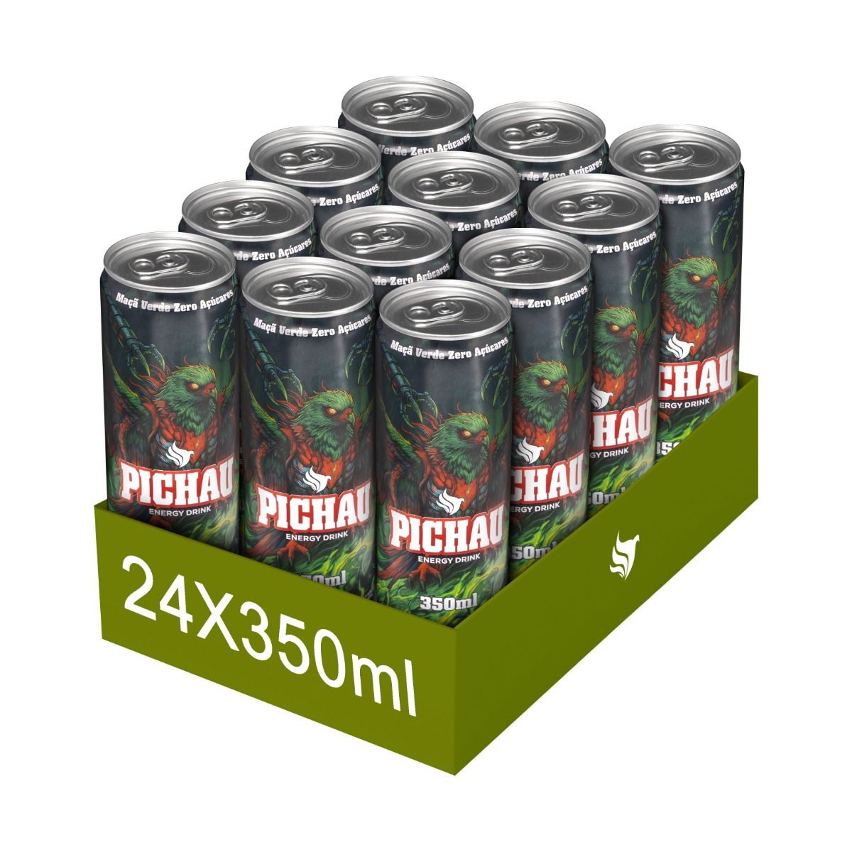 Pack Energetico Pichau Maca Verde Zero, 350ml, Com 24 unidades