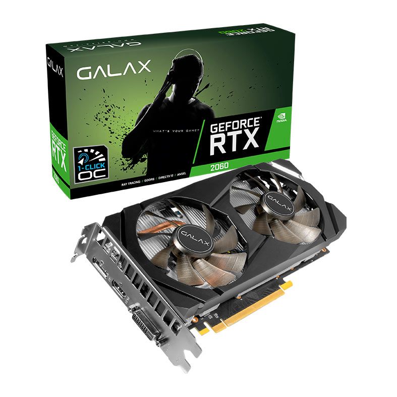 Placa de Video Galax GeForce RTX 2060 6GB GDDR6 1-Click OC 192-bit, 26NRL7HPX7OC