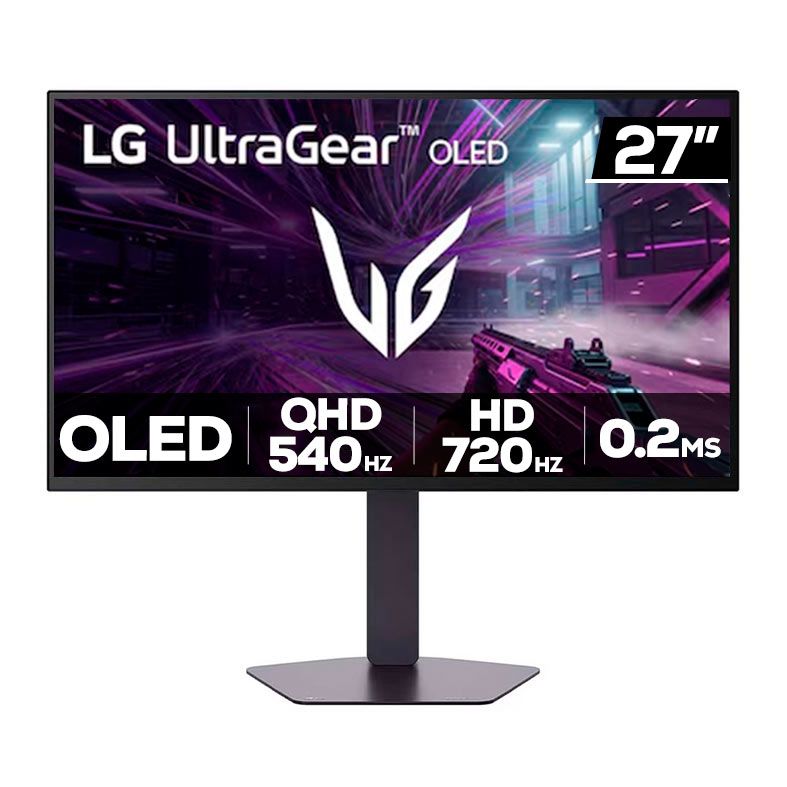 Monitor Gamer LG Ultragear, 27 Pol, OLED, 2K, 0.2ms, QHD 540Hz/HD720Hz, G-SYNC/FreeSync Premium Pro, HDR, HDMI/DP, 27GX790B-B