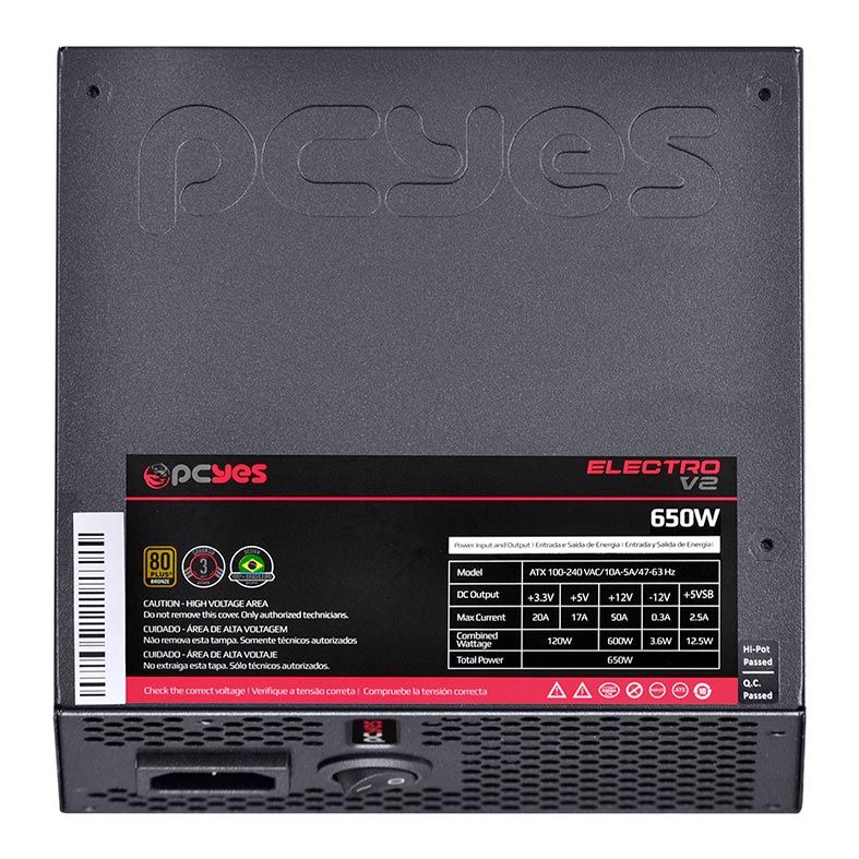 Fonte PcYes 650W Eletro V2 Bronze 80 Plus ELECV2PTO650W, 28743
