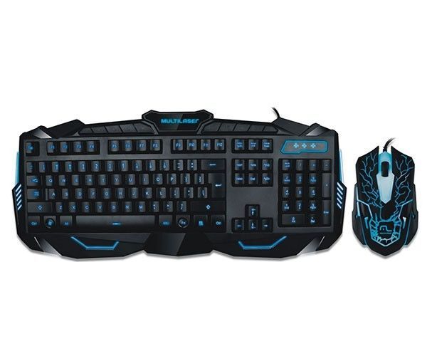 Kit Teclado e Mouse Gamer Multi Lightning USB Preto/Azul, TC195