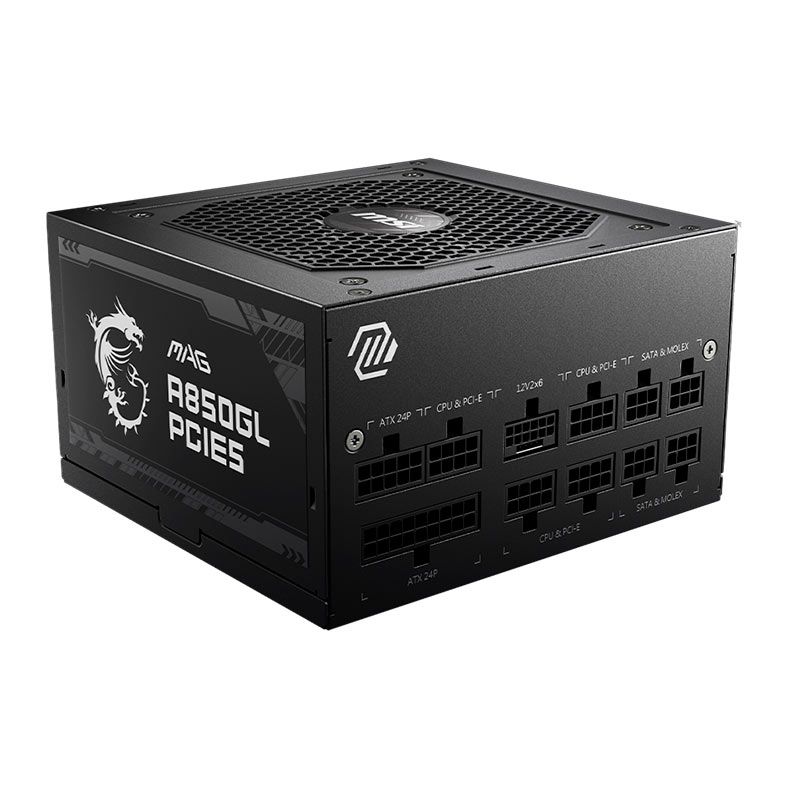 Fonte MSI MAG A850GL, 850W, ATX 3.0, PCI-E 5.0, Full Modular, 80 Plus Gold, Preta, 306-7ZP8A39-CE0
