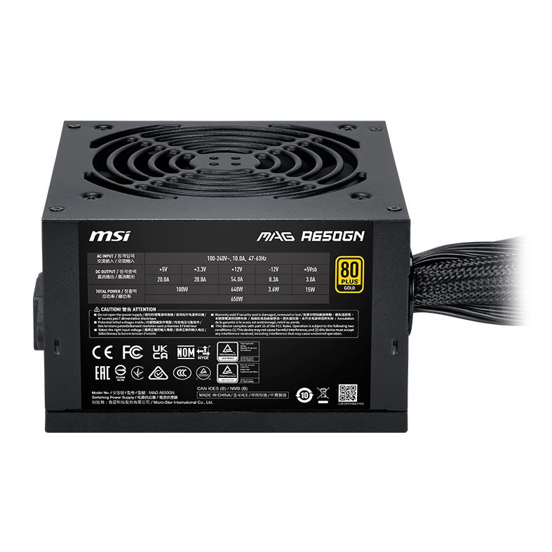 OPENBOX Fonte MSI Mag A650GN II, 650W, 80 Plus Gold, ATX 3.1, Preto, 306-7ZPBZ23-CE0