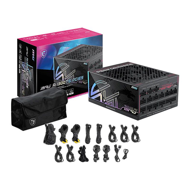 Fonte MSI MPG AI1300TS, 1300W, Full Modular, ATX 3.1, PCIe 5.1, 80 Plus Titanium, Preto, 306-7ZPUB19-CE0