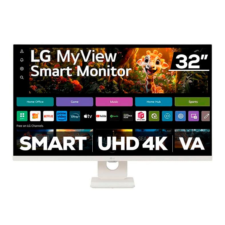 Monitor LG MyView Smart, 32 Pol, VA, UHD, 5ms, 60Hz, ThinQ Home, Air Play, Bluetooth, HDMI, 32SR73U-W