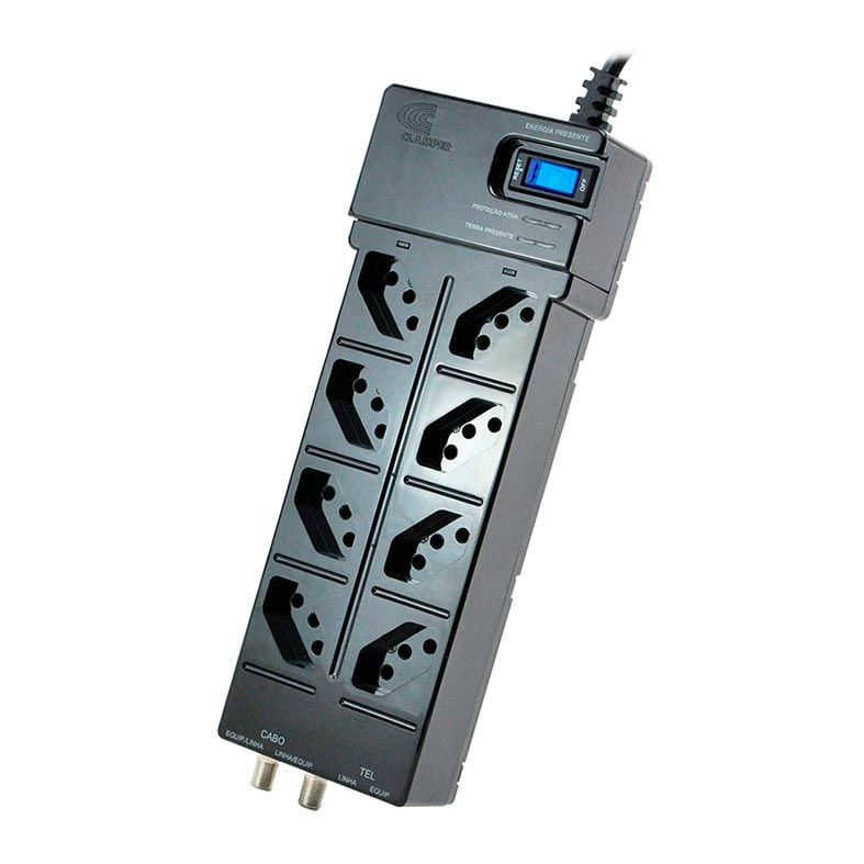 Filtro de Linha DPS Clamper Multiproteção 8 Entradas Preto Bivolt 127V/220V, 009373