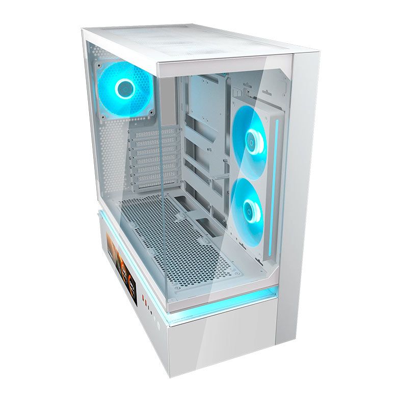 Gabinete Gamer Cougar CFV235 Vision, RGB, Mid Tower, Lateral de Vidro, Com 2 Fans, Branco, 382DA40.0004