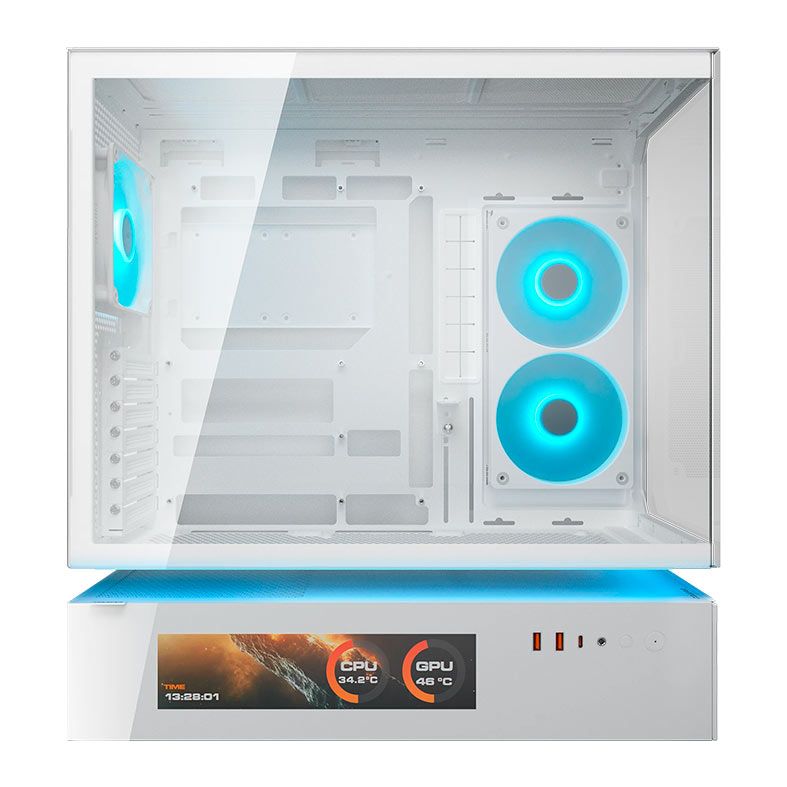 Gabinete Gamer Cougar CFV235 Vision, RGB, Mid Tower, Lateral de Vidro, Com 2 Fans, Branco, 382DA40.0004