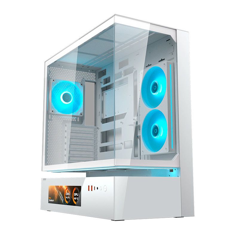 Gabinete Gamer Cougar CFV235 Vision, RGB, Mid Tower, Lateral de Vidro, Com 2 Fans, Branco, 382DA40.0004