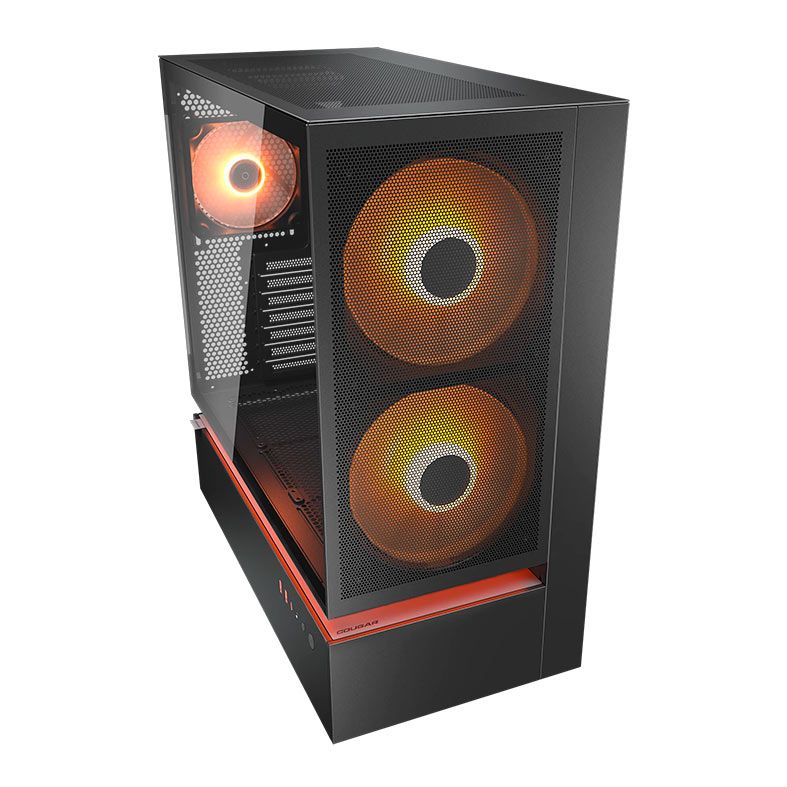 Gabinete Gamer Cougar CFV235 Mesh, RGB, Mid Tower, Lateral de Vidro, Com 3 Fans, Preto, 382DA40.0005