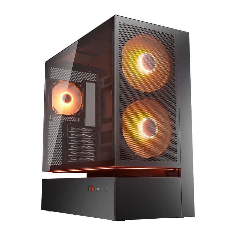 Gabinete Gamer Cougar CFV235 Mesh, RGB, Mid Tower, Lateral de Vidro, Com 3 Fans, Preto, 382DA40.0005