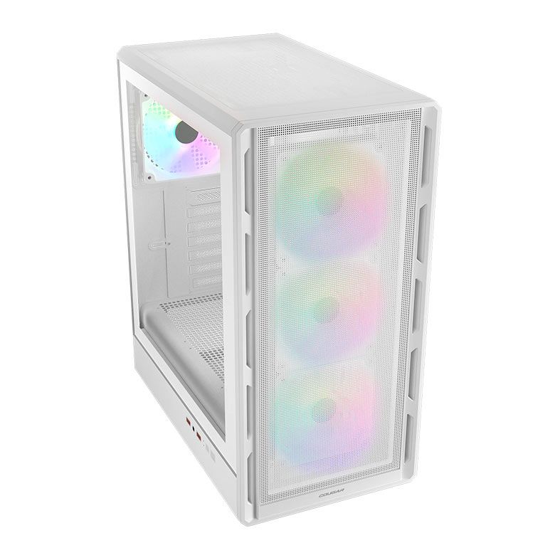 Gabinete Gamer Cougar Airface Pure, RGB, Mid-Tower, Lateral de Vidro, Com 3 Fans, Branco, 382GA50.0002