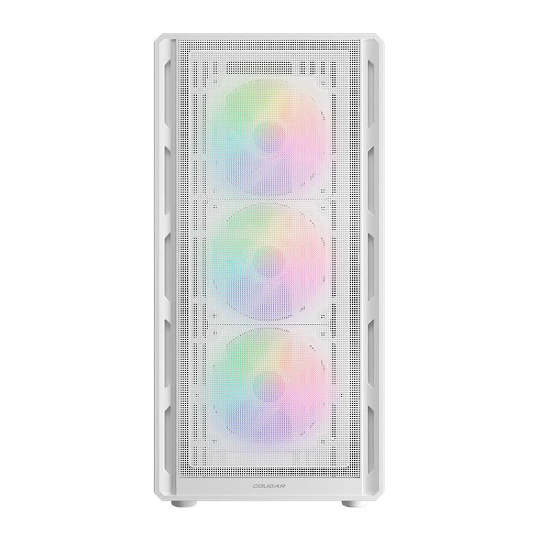 Gabinete Gamer Cougar Airface Pure, RGB, Mid-Tower, Lateral de Vidro, Com 3 Fans, Branco, 382GA50.0002