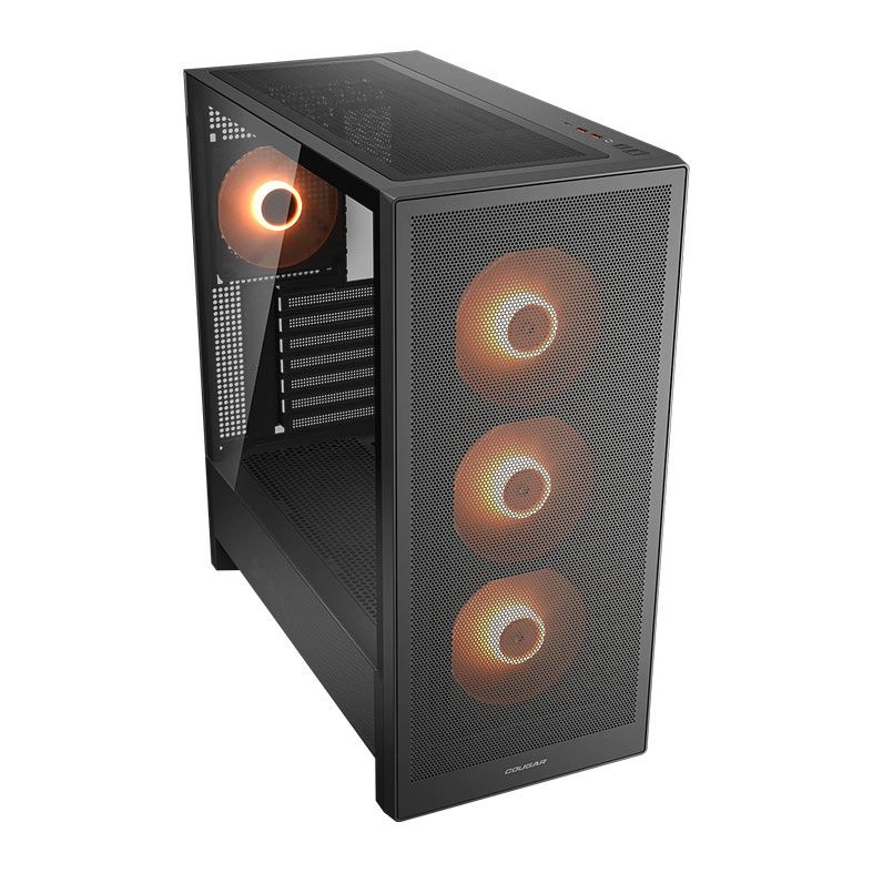 Gabinete Gamer Cougar MX230, ARGB, Mid Tower, Lateral de Vidro, com 4 Fans, Preto, 382PC80.0001