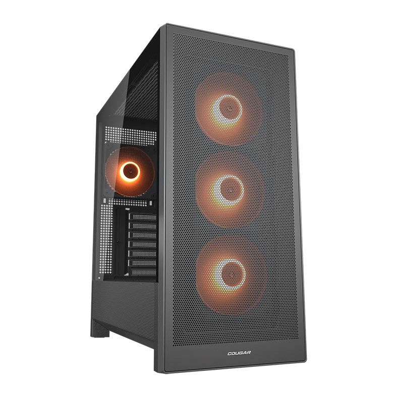 Gabinete Gamer Cougar MX230, ARGB, Mid Tower, Lateral de Vidro, com 4 Fans, Preto, 382PC80.0001
