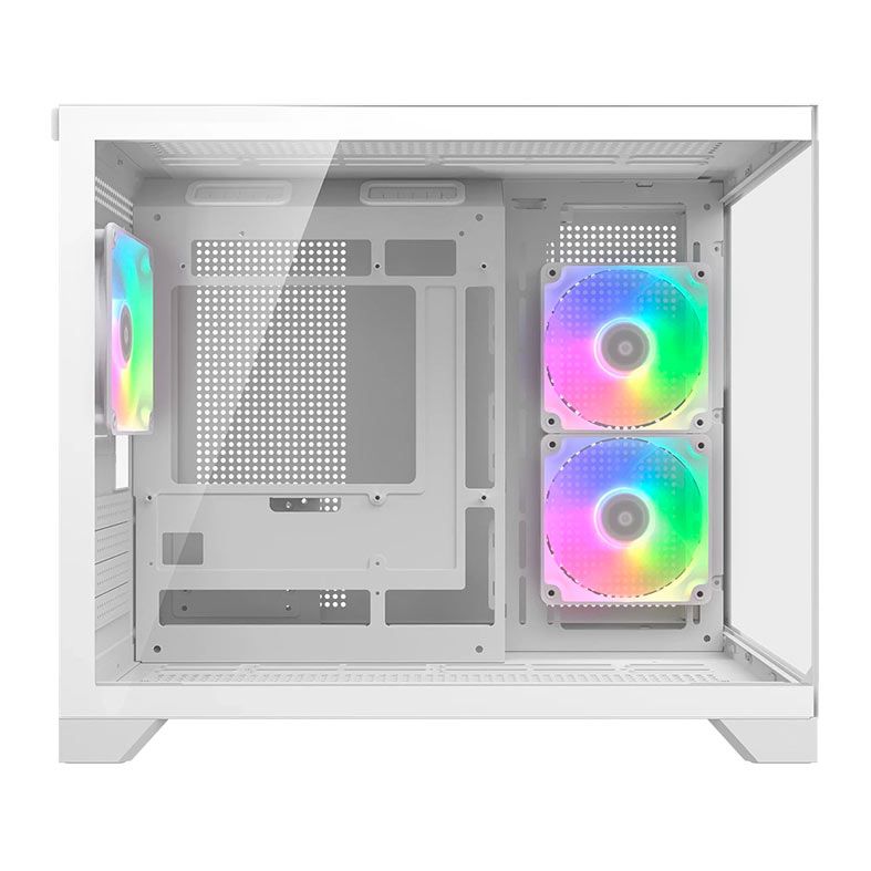 Gabinete Gamer Cougar FV150 Mini, RGB, Mini-Tower, Lateral de Vidro, Com 3 Fans, Branco, 382QA60.0002