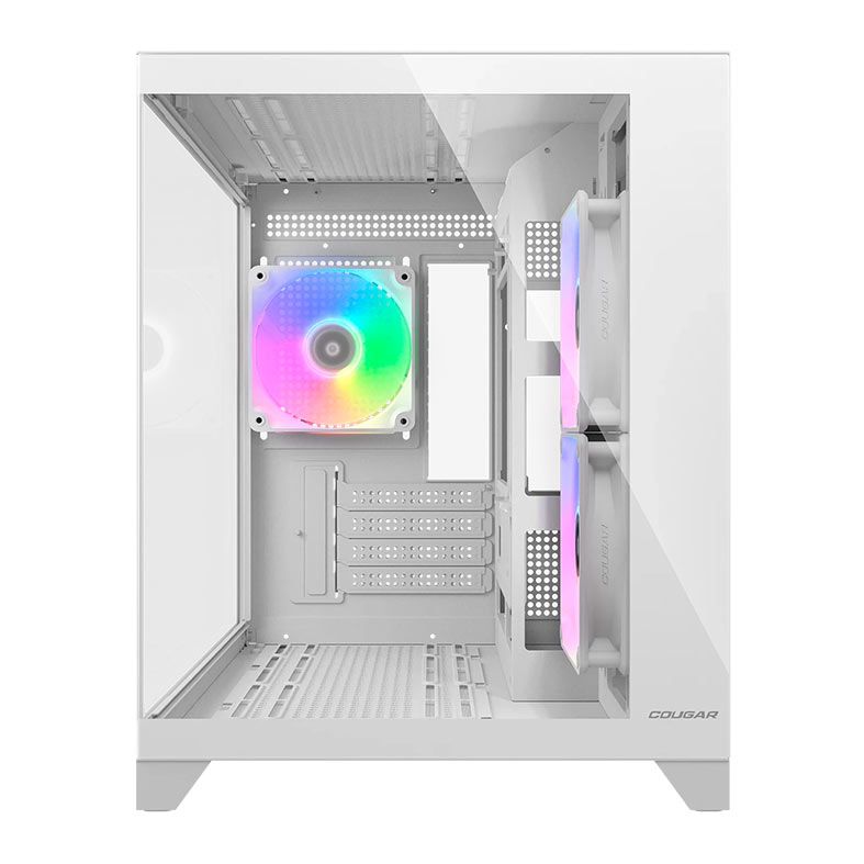 Gabinete Gamer Cougar FV150 Mini, RGB, Mini-Tower, Lateral de Vidro, Com 3 Fans, Branco, 382QA60.0002
