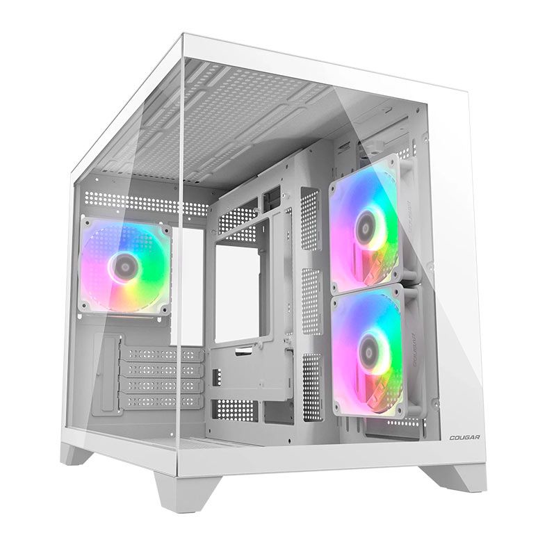 Gabinete Gamer Cougar FV150 Mini, RGB, Mini-Tower, Lateral de Vidro, Com 3 Fans, Branco, 382QA60.0002