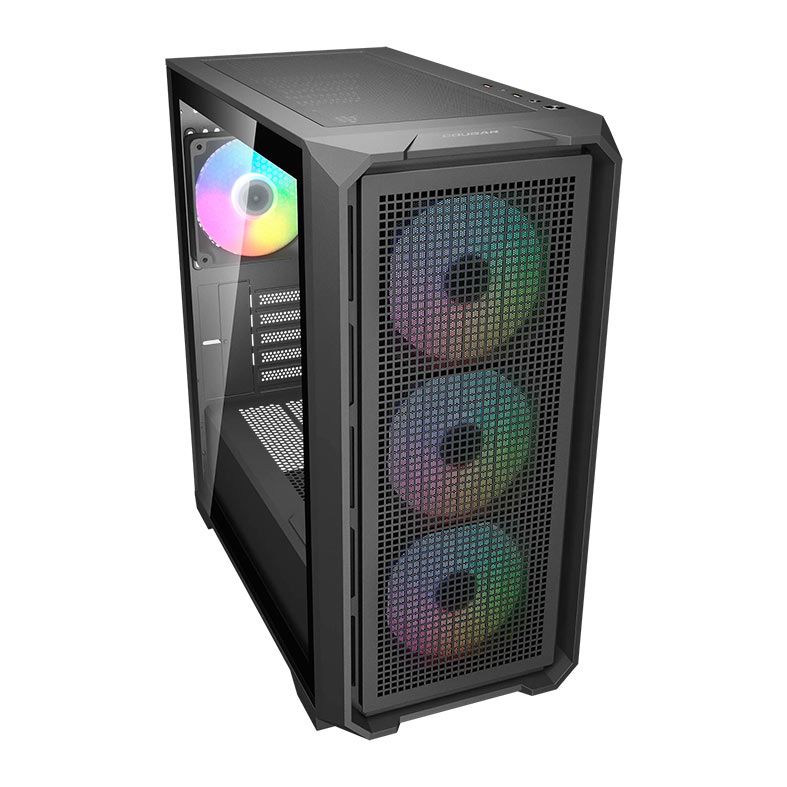 Gabinete Gamer Cougar MX600 Mine V2, ARGB, Mini-Tower, Lateral de Vidro, com 4 Fans, Preto, 382TC90.0001