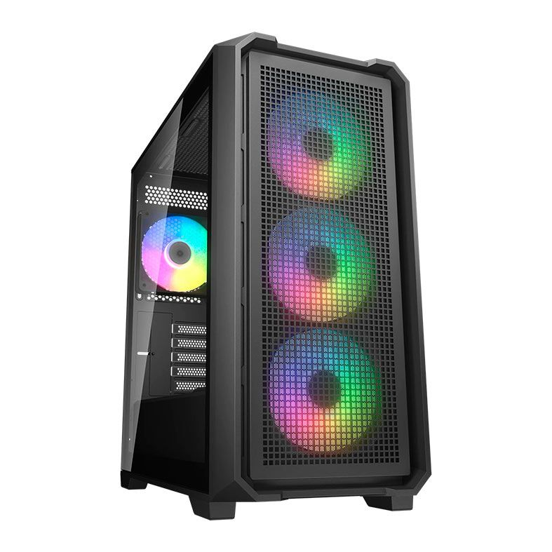 Gabinete Gamer Cougar MX600 Mine V2, ARGB, Mini-Tower, Lateral de Vidro, com 4 Fans, Preto, 382TC90.0001