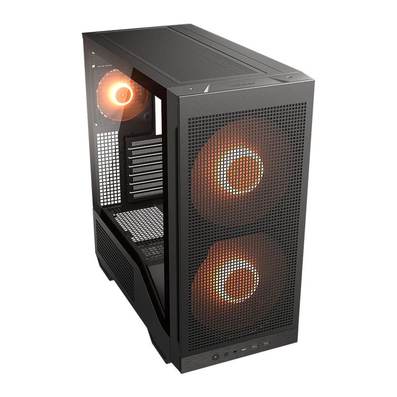 Gabinete Cougar MX600 Max, ARGB, Mid-Tower, Lateral Vidro, Com 3 Fans, Preto, 382ZA50.0001