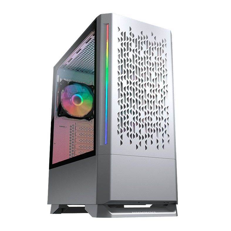 Gabinete Gamer Cougar MX430 Air RGB, Mid-Tower, Lateral de Vidro, Com 3 Fans, Branco, 3851C60.0002